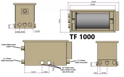 BURTON TF-1000 POND DRUM THROUGH-FLOW FILTER incl SOCKET PANEL
